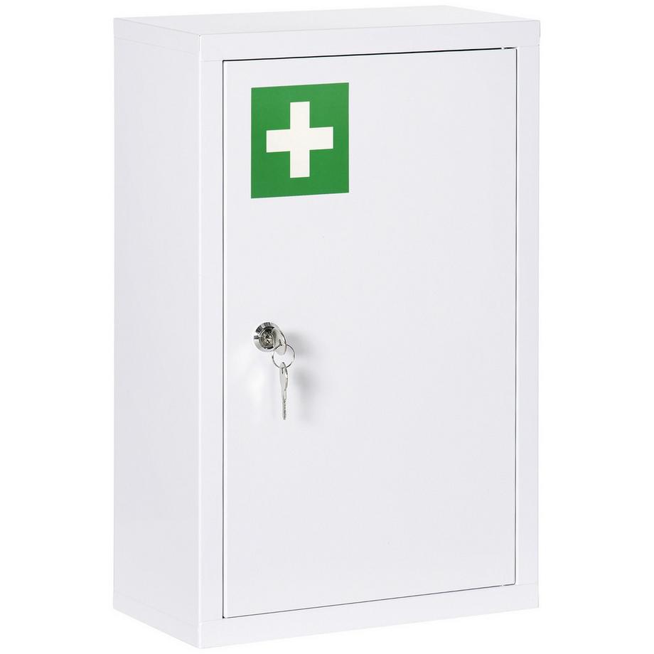 Northio  Apothekerschrank Medizinschrank Abschließbarer Arzneischrank Mit 3 Schichten Und 2 Schlüsseln, Stahl, Weiß, 30 X 14 X 46 Cm 