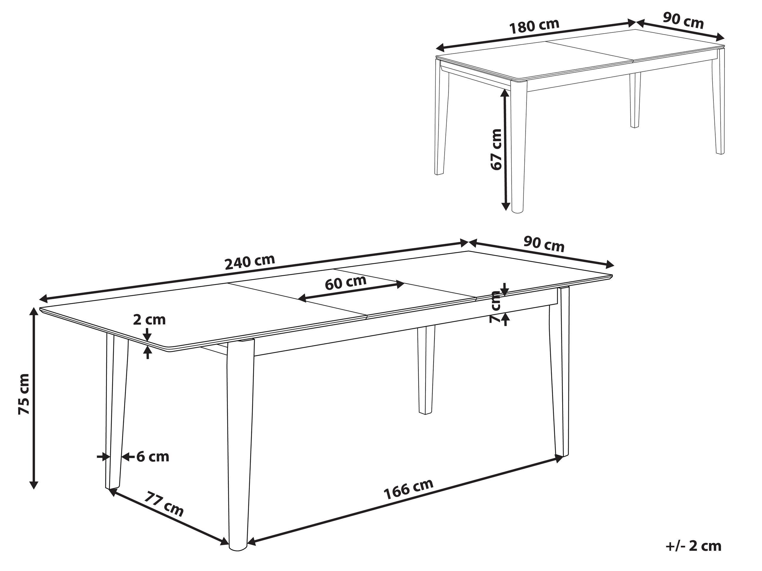 Beliani Table de salle à manger extensible en MDF Scandinave CROSBY  