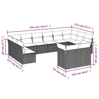 VidaXL Ensemble de canapés de jardin rotin synthétique  