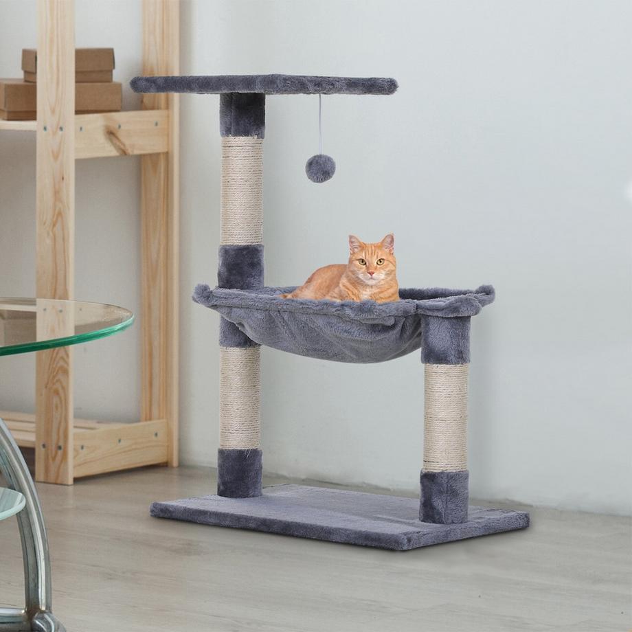 Northio  Arbre À Chat Gris Avec Colonne En Sisal Et Hamac En Peluche, 50 X 36 X 70 Cm 