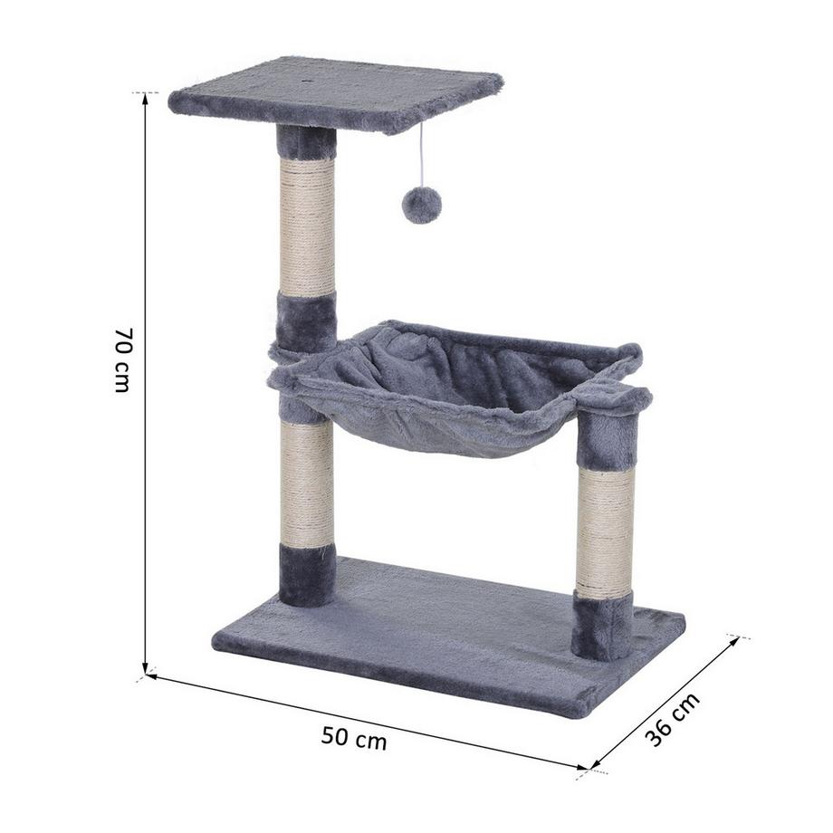 Northio  Arbre À Chat Gris Avec Colonne En Sisal Et Hamac En Peluche, 50 X 36 X 70 Cm 