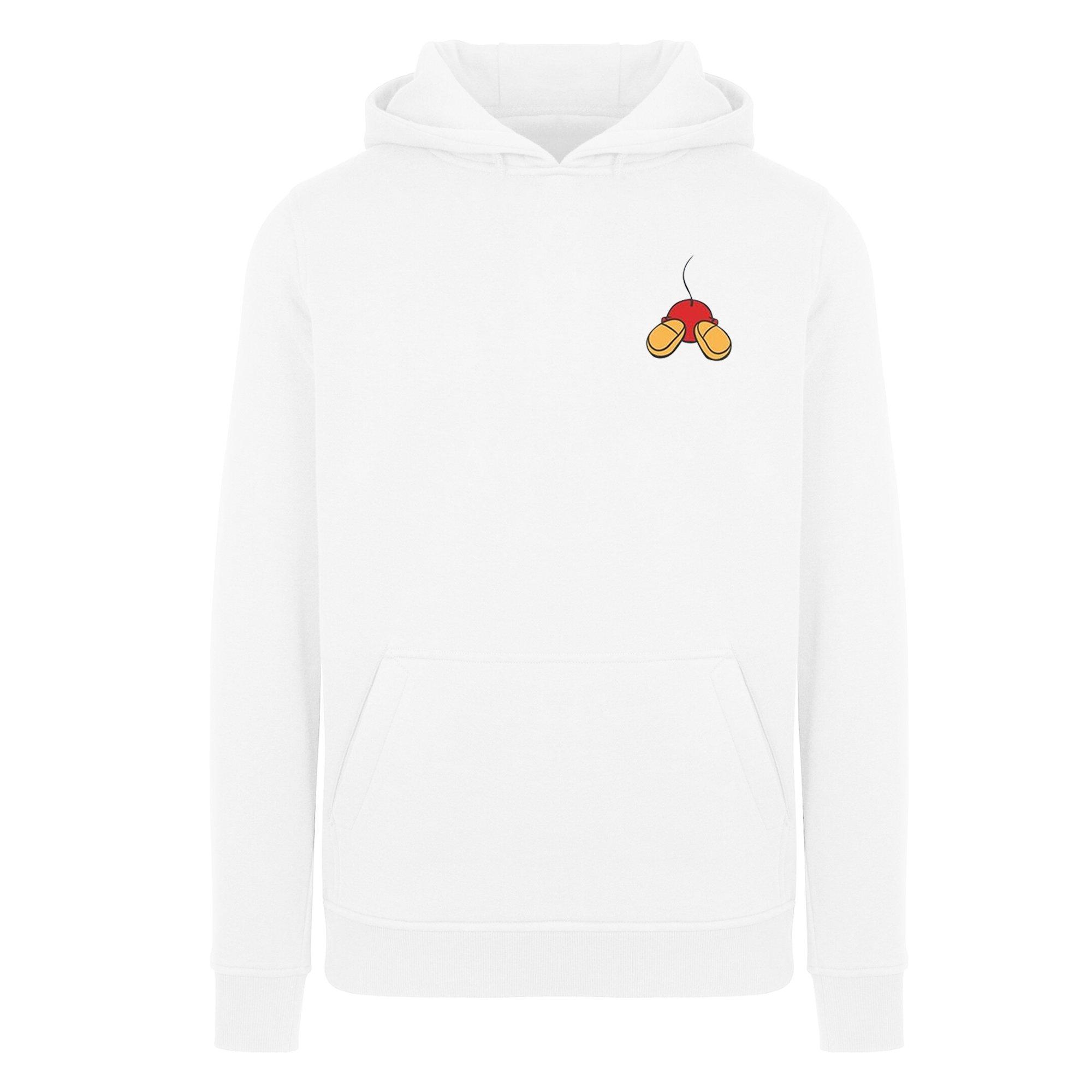 Image of Mickey Mouse Backside Breast Print Kapuzenpullover Unisex Weiss 116