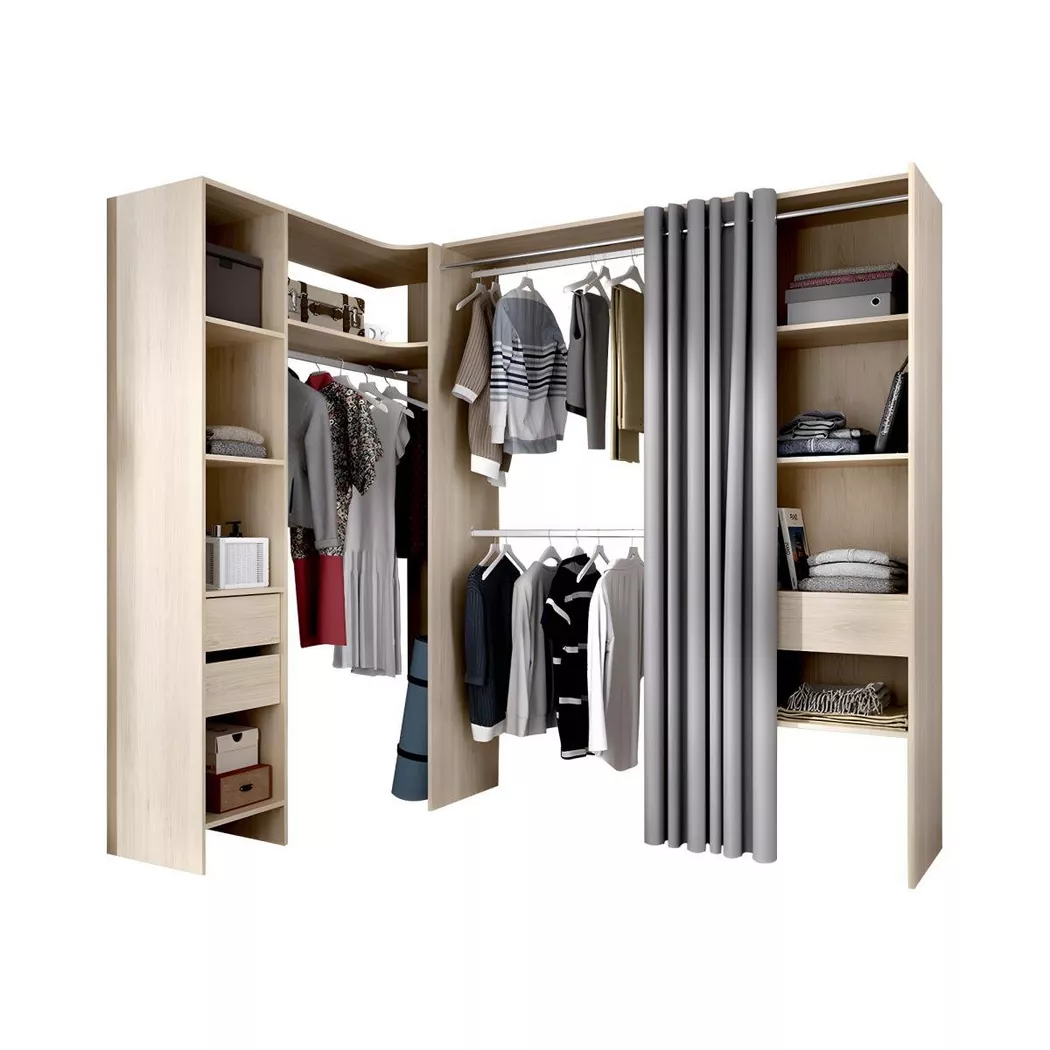 Vente-unique - Dressing d'angle extensible GONTRAN L14Chêne, One Size, Beige