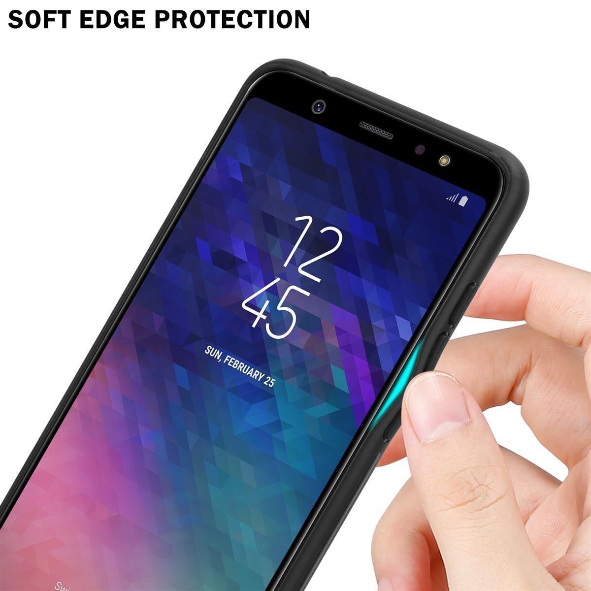 Cadorabo  Housse compatible avec Samsung Galaxy A6 PLUS 2018 - Coque de protection bicolore en silicone TPU et dos en verre trempé 