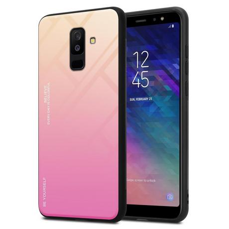 Cadorabo  Housse compatible avec Samsung Galaxy A6 PLUS 2018 - Coque de protection bicolore en silicone TPU et dos en verre trempé 