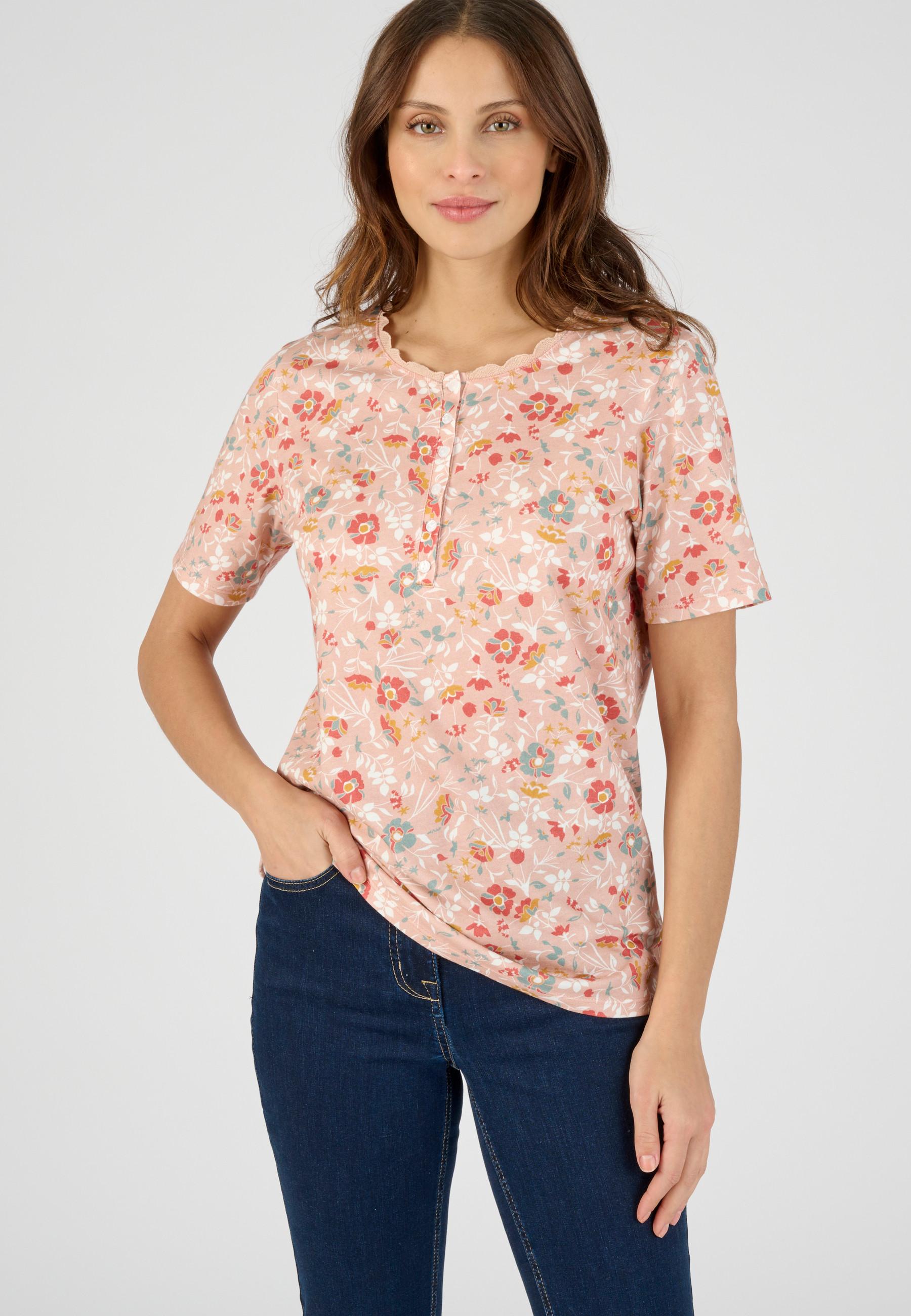 Image of T-shirt Mit Modischem Ausschnitt. Damen Rosa 34/36