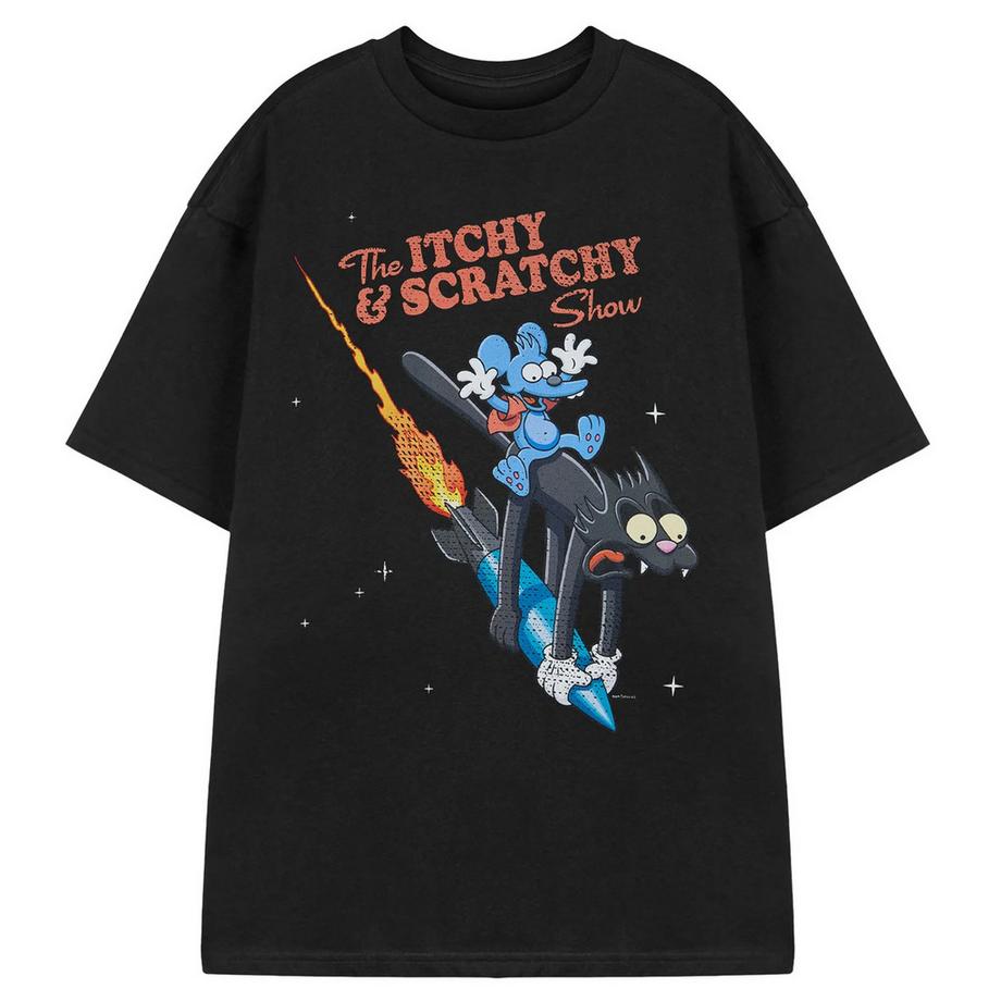 The Simpsons Itchy & Scratchy Razzo T-Shirt Maniche Corte  