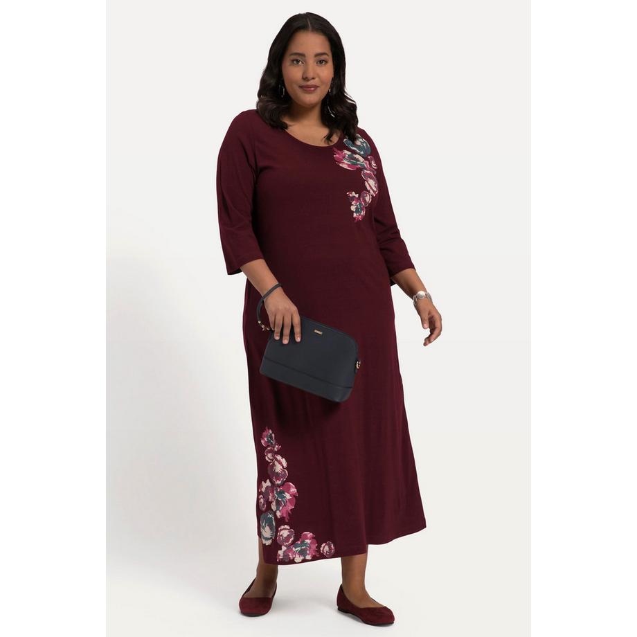 Ulla Popken Abito in jersey svasato stampa floreale maniche 3/4  