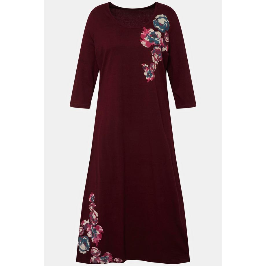 Ulla Popken Abito in jersey svasato stampa floreale maniche 3/4  