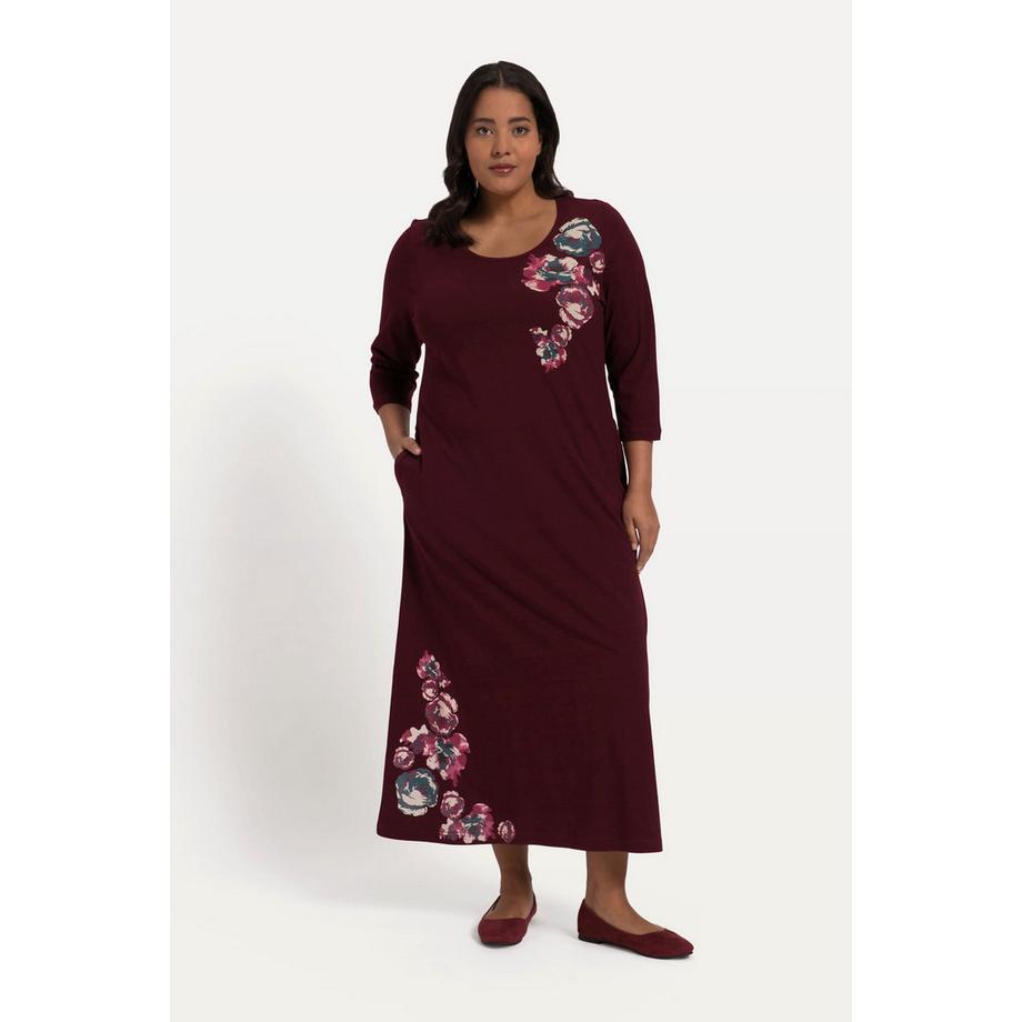 Ulla Popken Abito in jersey svasato stampa floreale maniche 3/4  