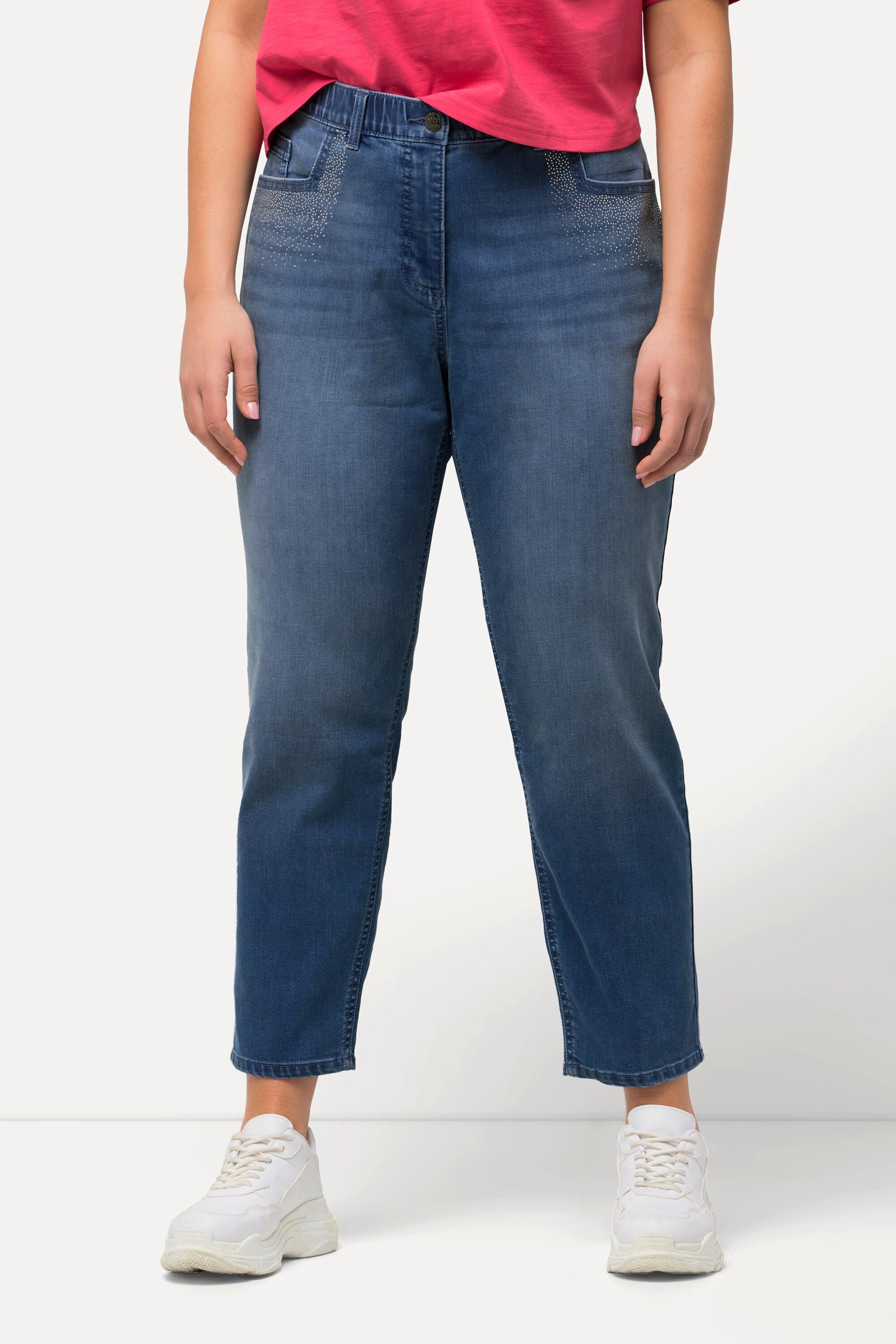 Ulla Popken  Jean Sarah avec pierres fantaisie, jambe étroite et taille stretch confortable 