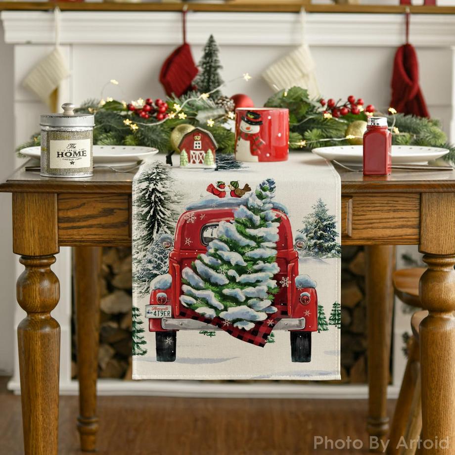 Alopini Décoration saisonnière hivernale pour table de cuisine Décoration intérieure pour fêtes de fin d'année  