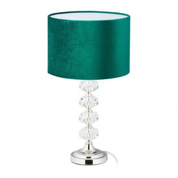 Lampe de table en cristal et velours vert