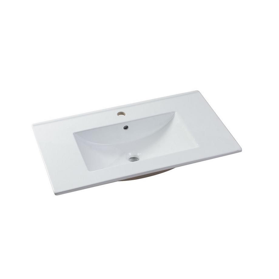 Vente-unique Meuble de salle de bain suspendu avec vasque à encastrer et miroir - Placage chêne - 80 cm - MILIPAM  