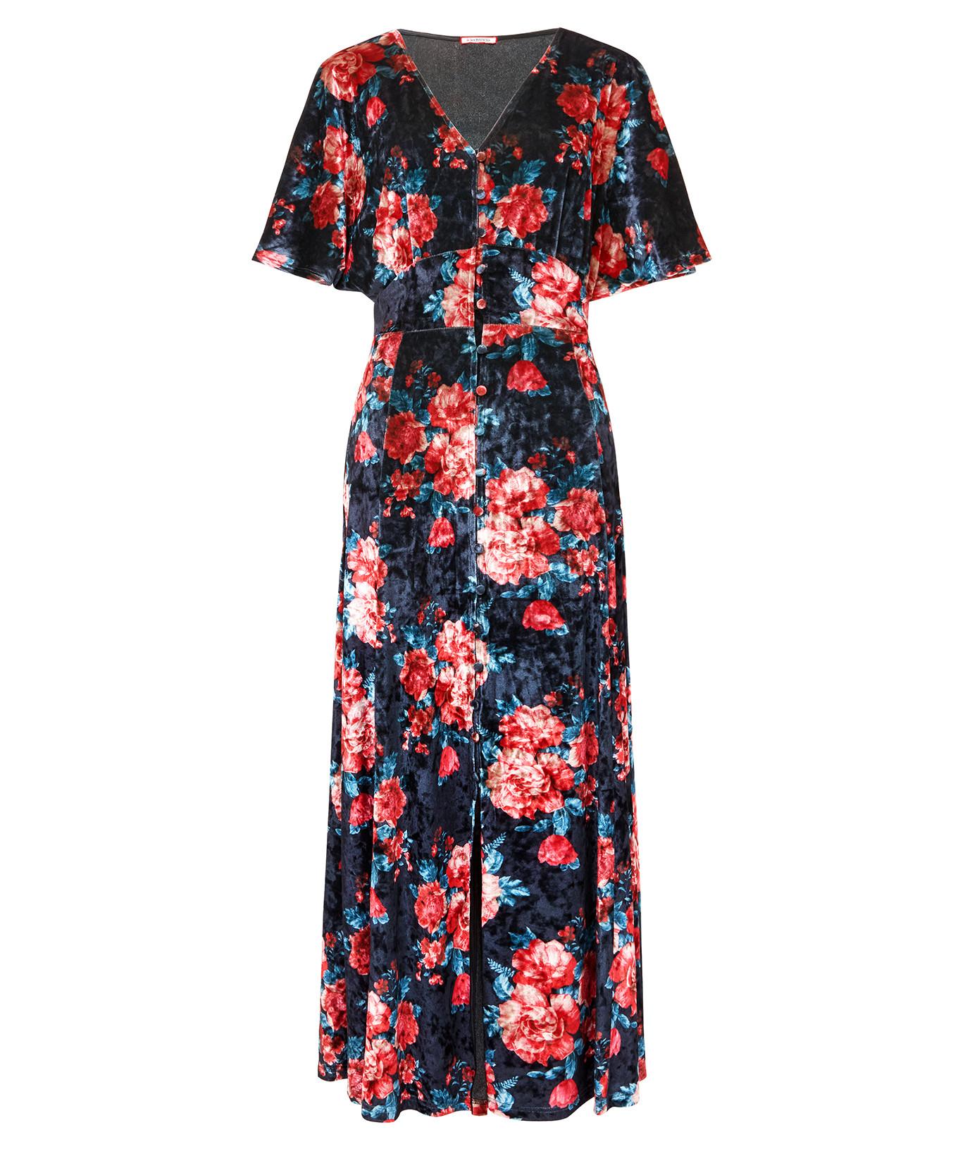 Joe Browns PETITE Abito Velluto Floreale Cintura da Annodare  