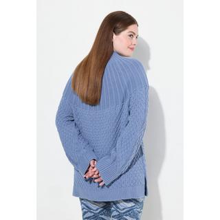 Ulla Popken  Pullover, Strickmuster, Stehkragen, Langarm, Biobaumwolle 