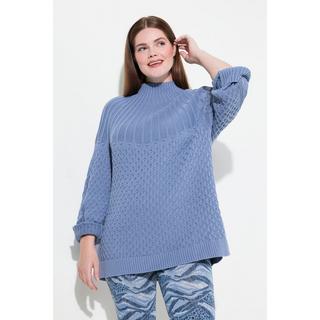 Ulla Popken  Pullover, Strickmuster, Stehkragen, Langarm, Biobaumwolle 