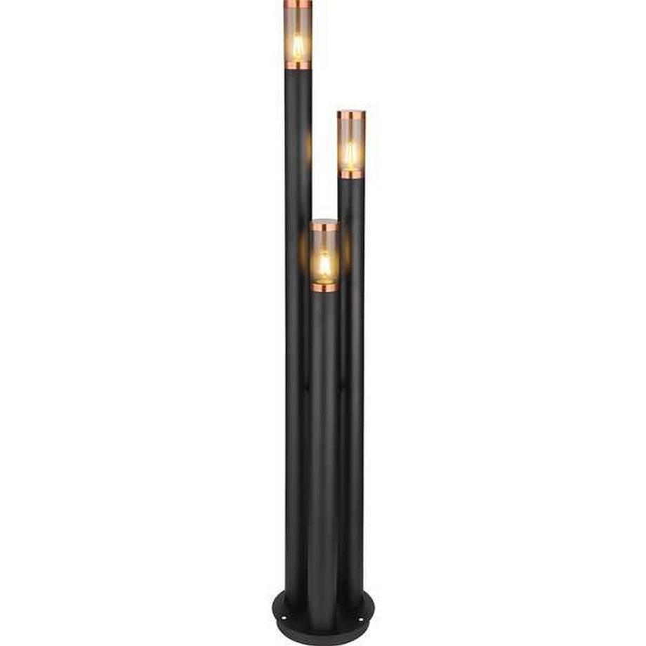 Lampe d'extérieur Boston en acier inoxydable noir 3xE27