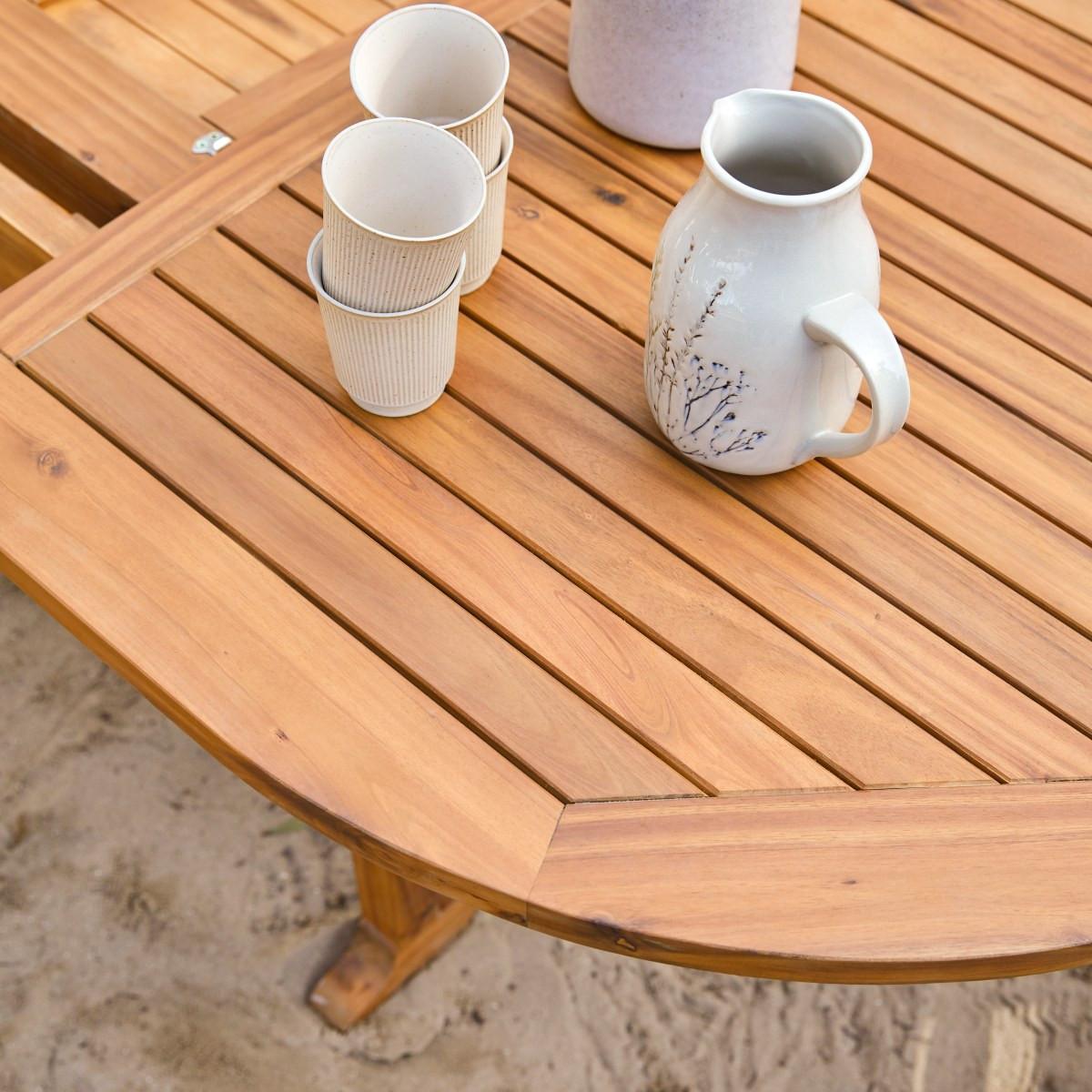 Tikamoon Ensemble de jardin ovale en acacia massif 4 chaises Capri  