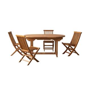 Tikamoon Ensemble de jardin ovale en acacia massif 4 chaises Capri  