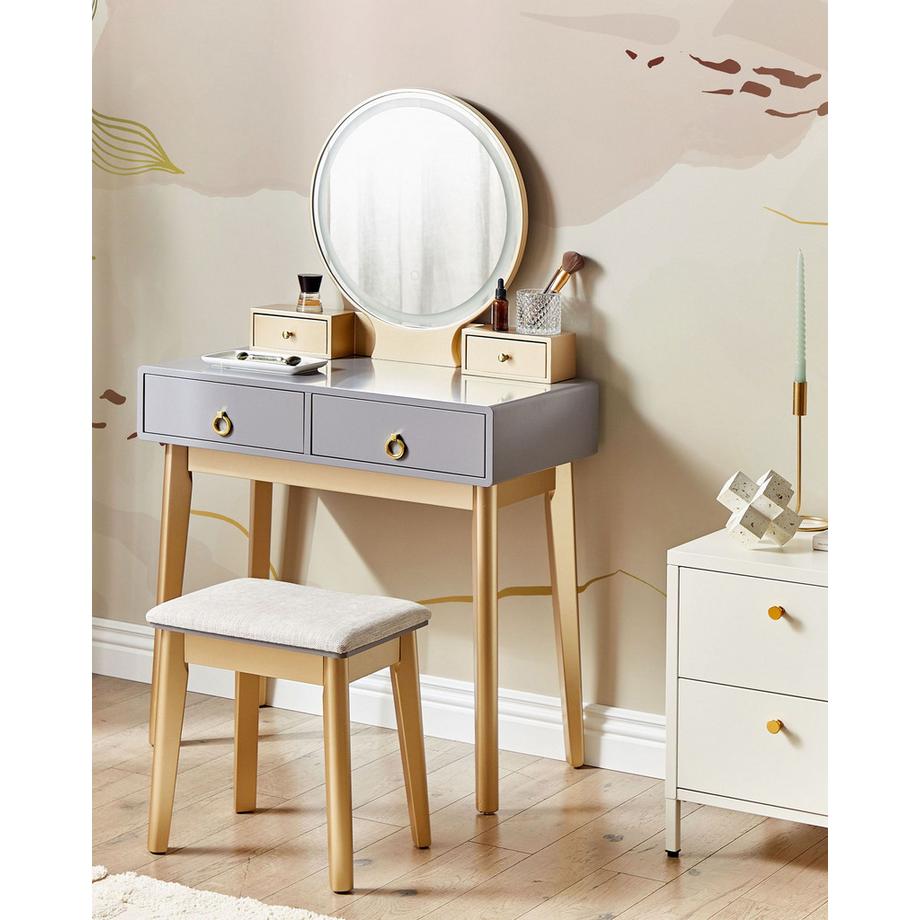 Beliani  Schminktisch mit Spiegel und Hocker aus MDF-Platte  FEDRY 