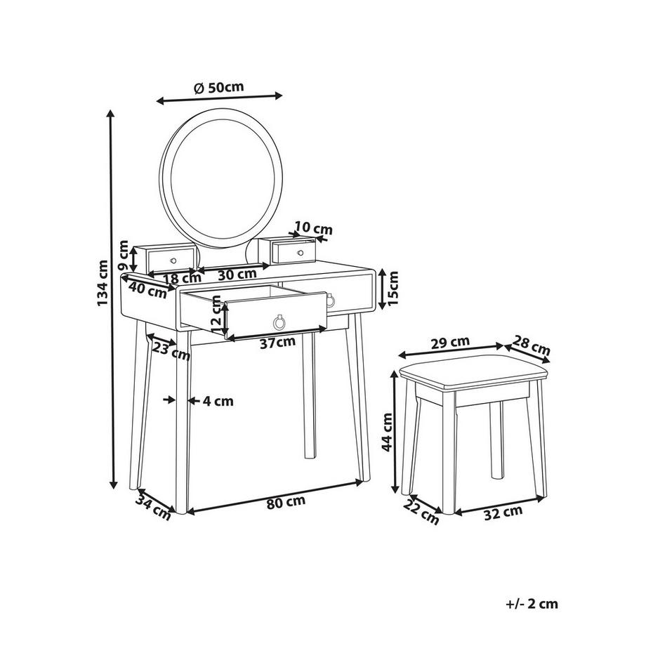 Beliani  Schminktisch mit Spiegel und Hocker aus MDF-Platte  FEDRY 