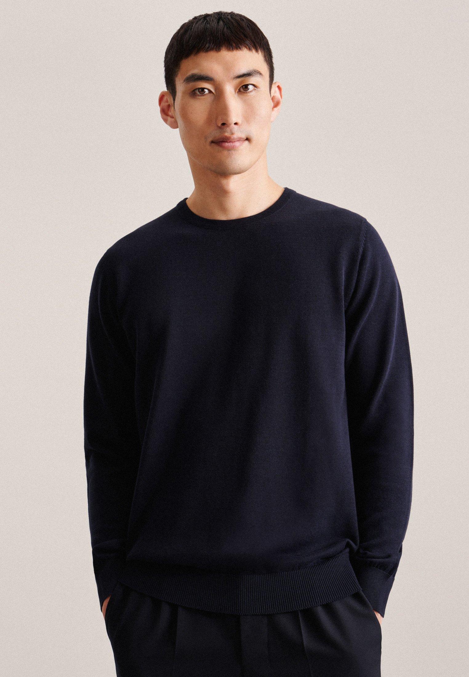 Image of Pullover Gerader Schnitt (normal-fit) Fit Langarm Uni Herren Dunkelblau 3XL