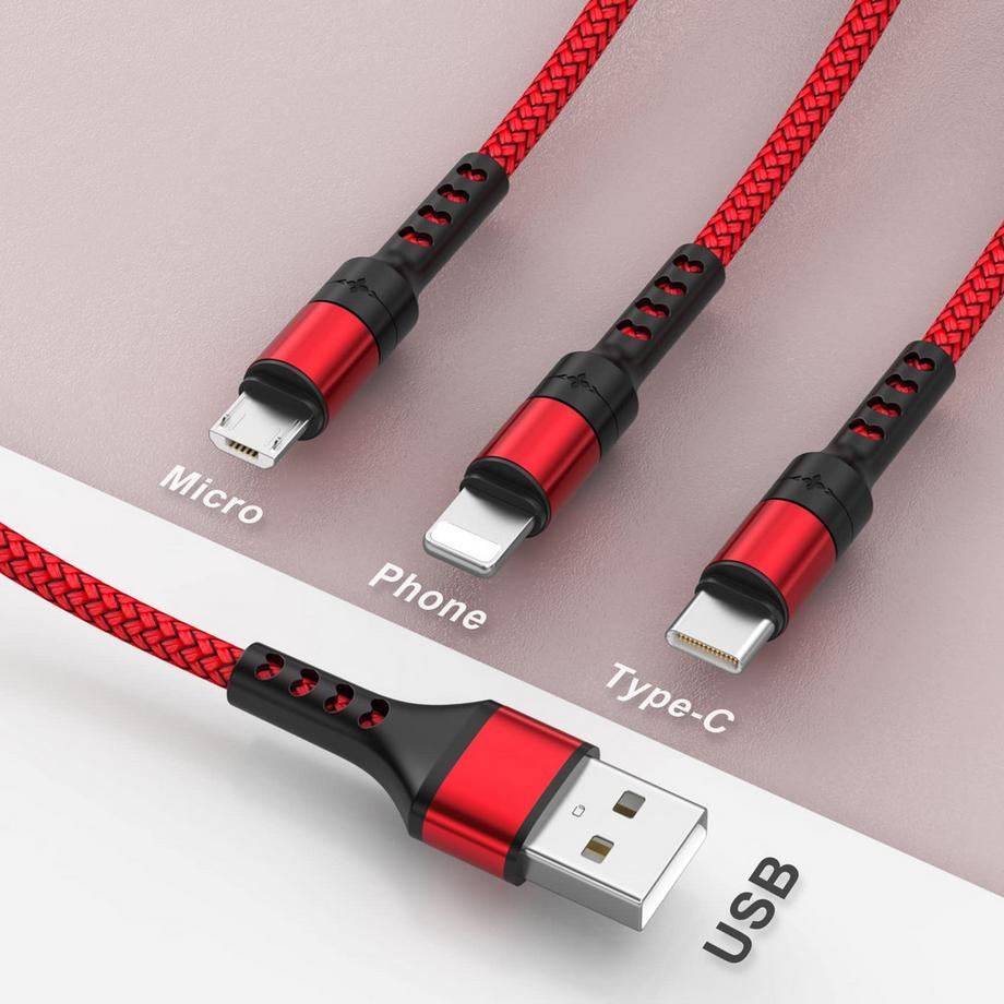 Alopini  Câble Multi USB, câble de Charge Universel 3 en 1 Nylon Multiple 