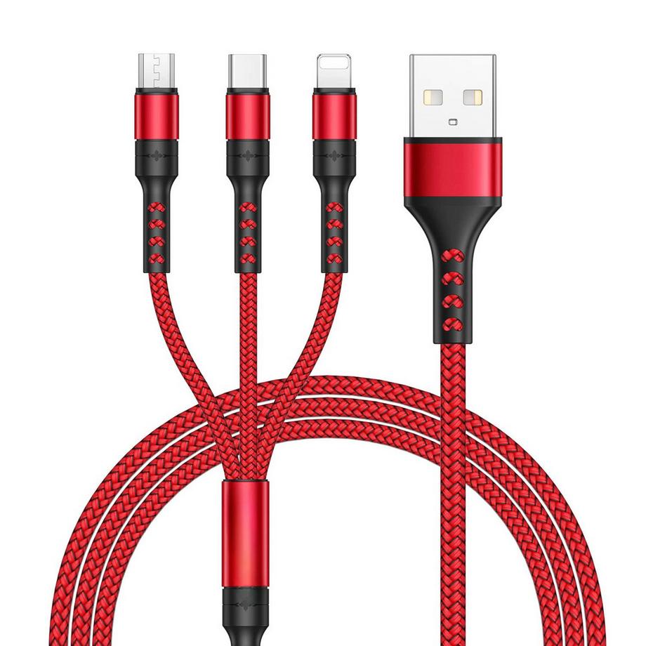 Câble Multi USB, câble de Charge Universel 3 en 1 Nylon Multiple