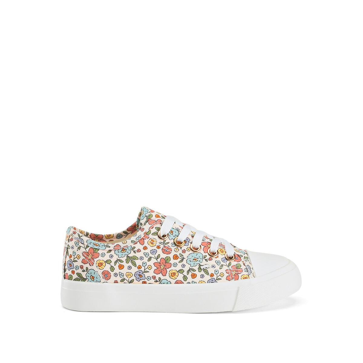 Image of Flache Canvas-sneakers Mit Blumenmuster Unisex Multicolor 34