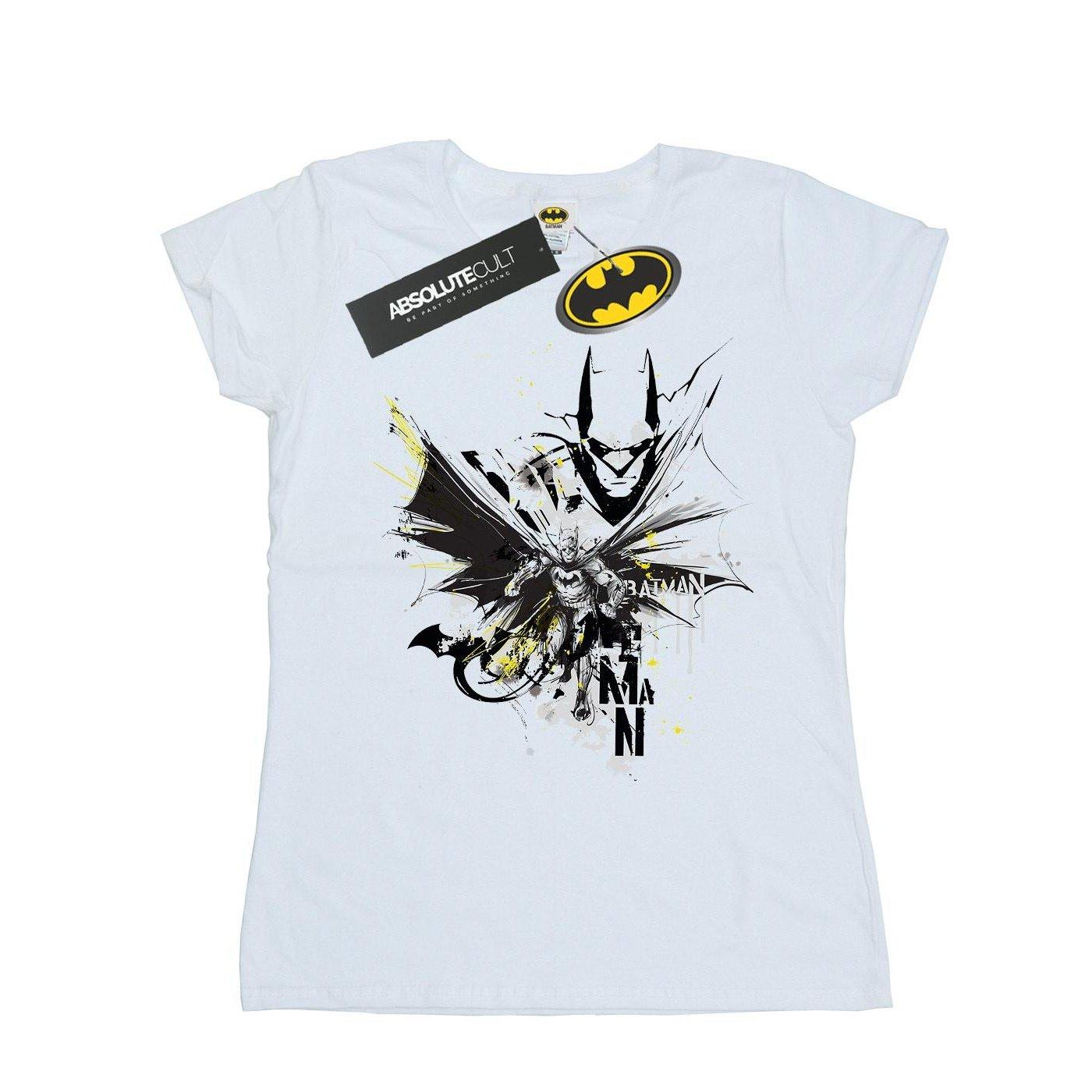 Image of Batman Batface Splash Tshirt Damen Weiss XXL