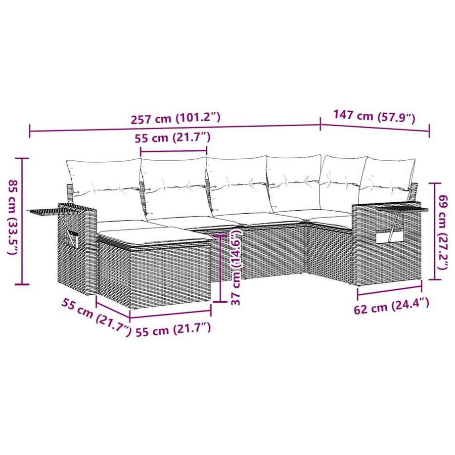 VidaXL Ensemble de canapés de jardin rotin synthétique  