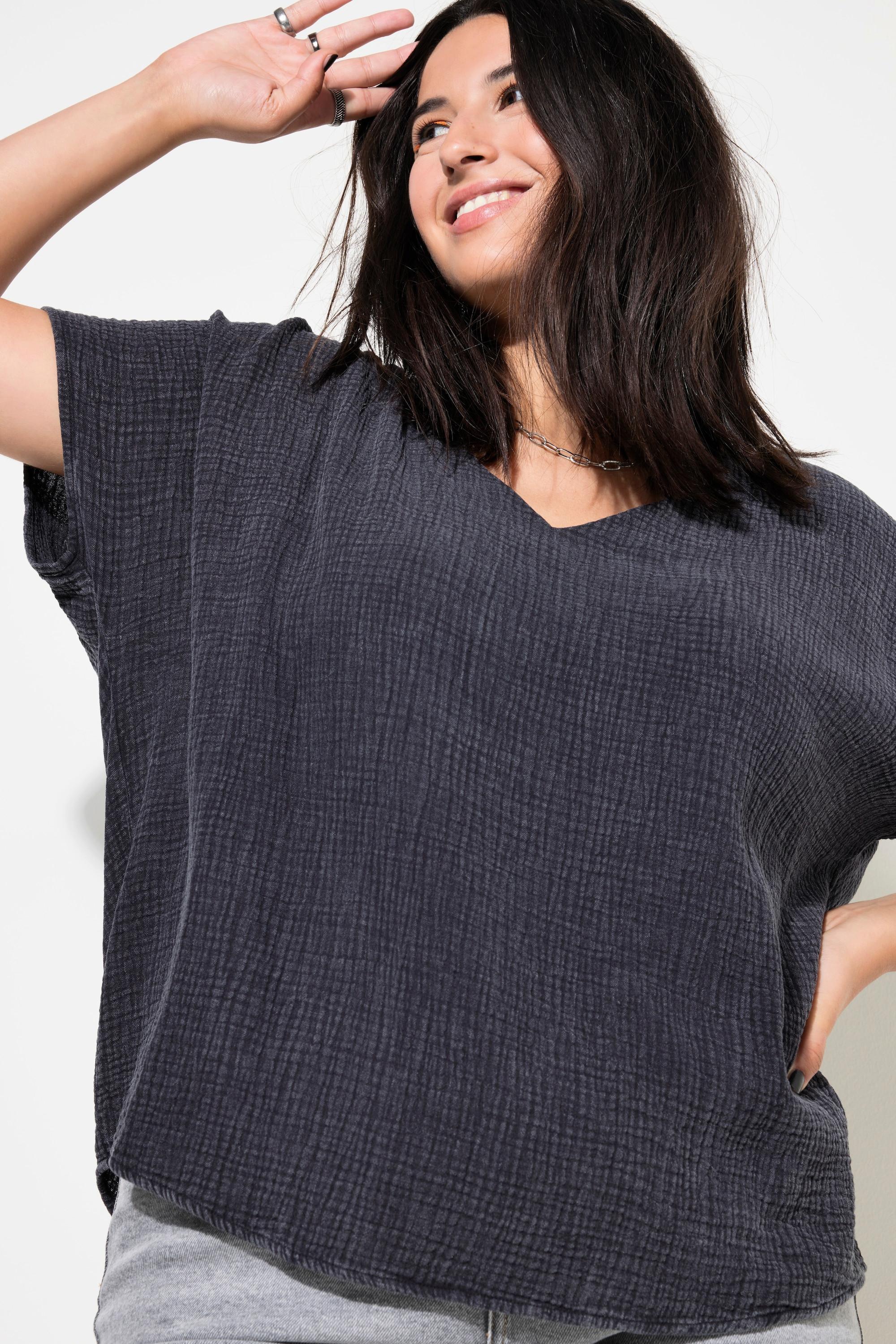 Studio Untold  Blouse oversize, mousseline, décolleté en V 