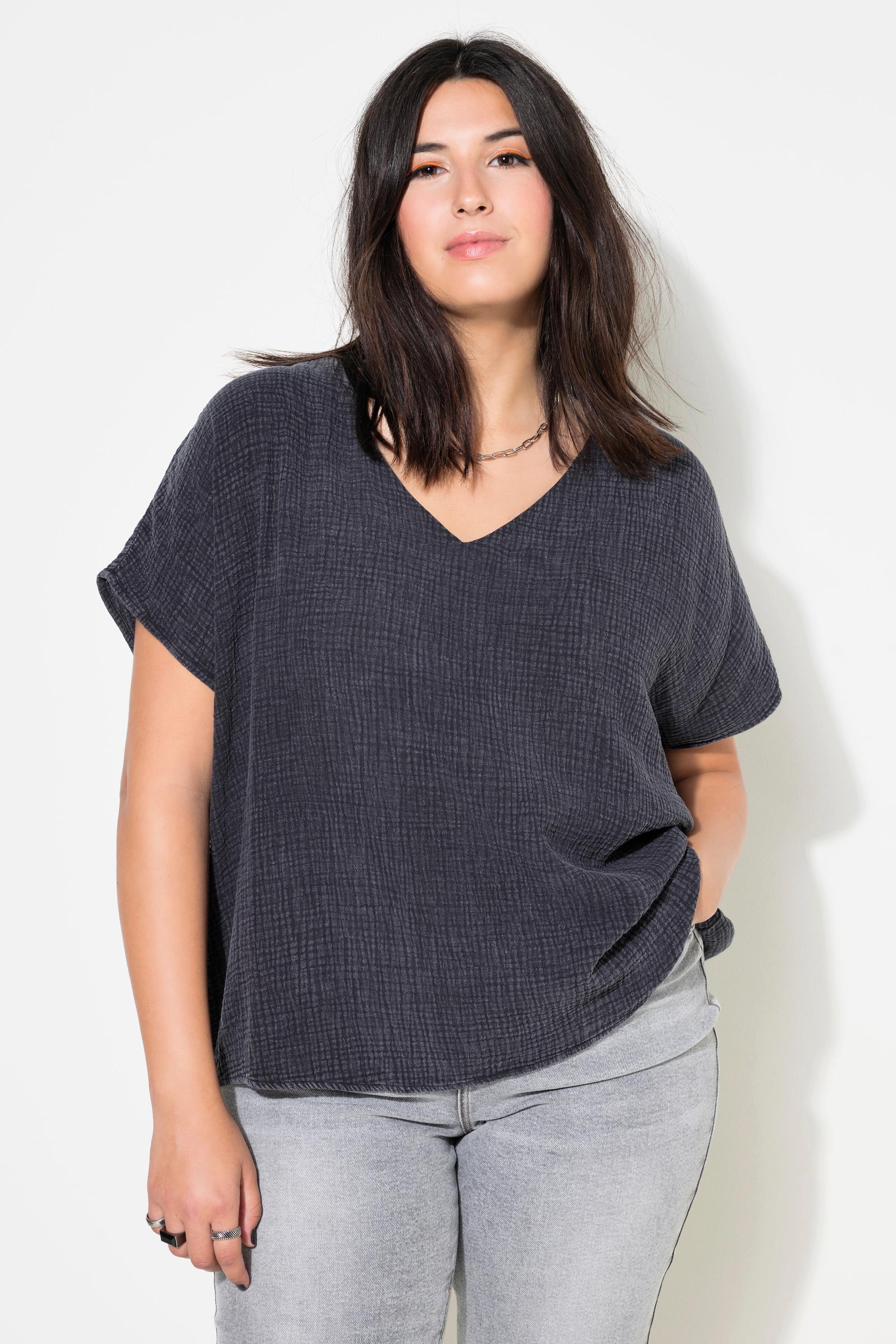 Studio Untold  Blouse oversize, mousseline, décolleté en V 