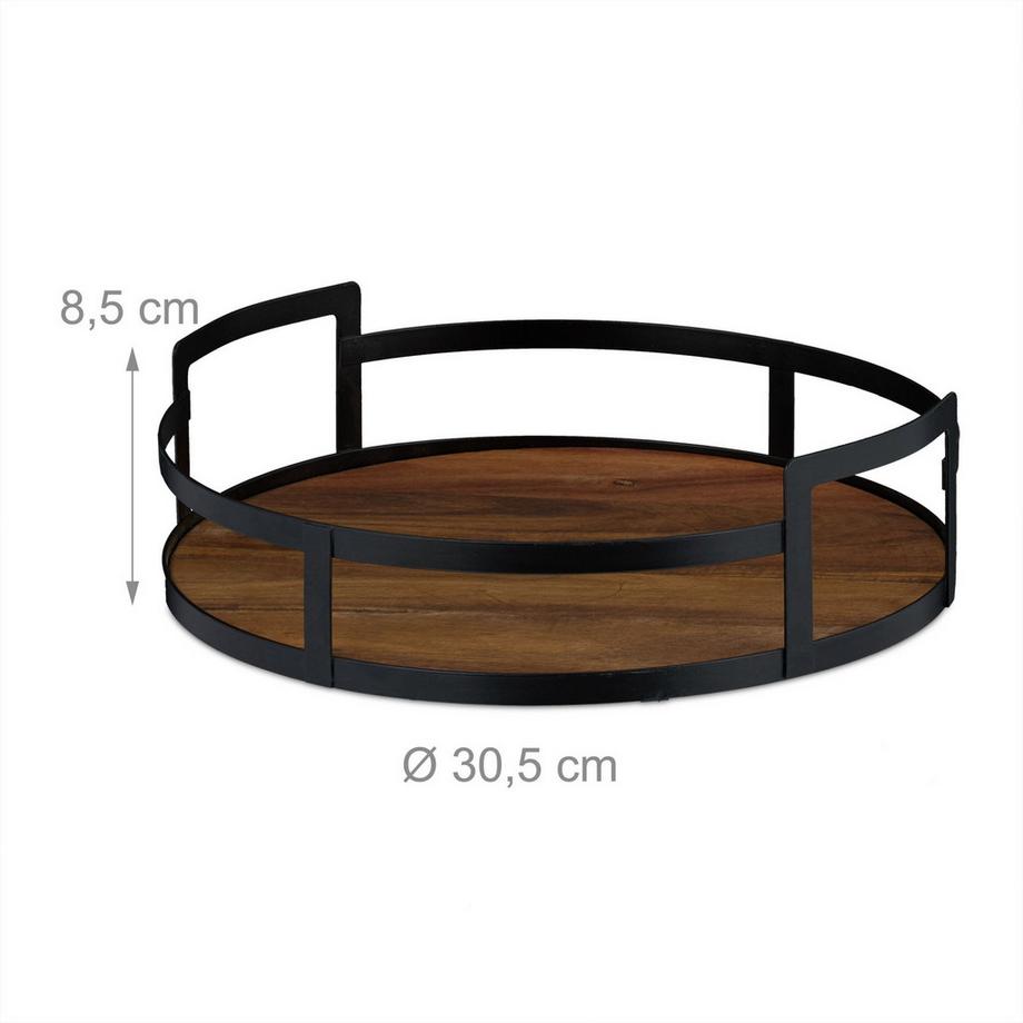Northio  Plateau rond en bois et fer 