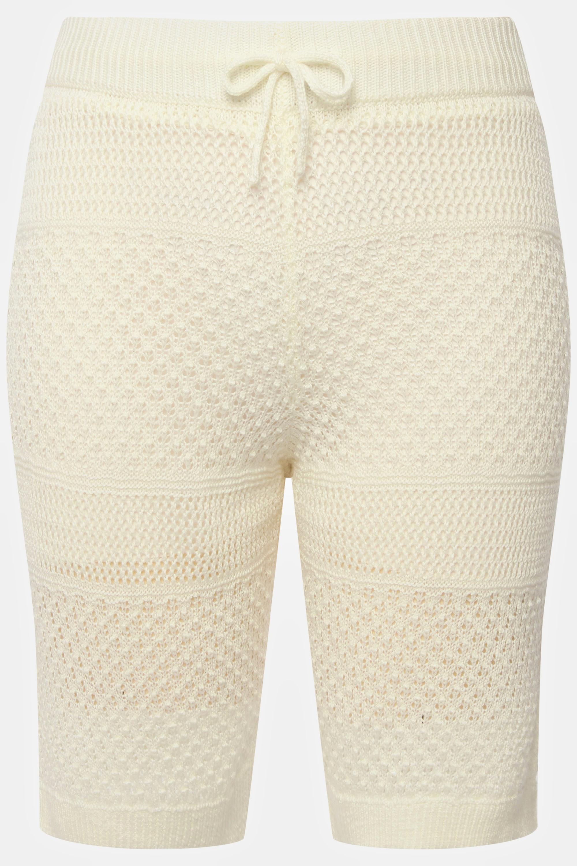 Ulla Popken Bermuda Uncinetto Vita Elastica Laccetto  