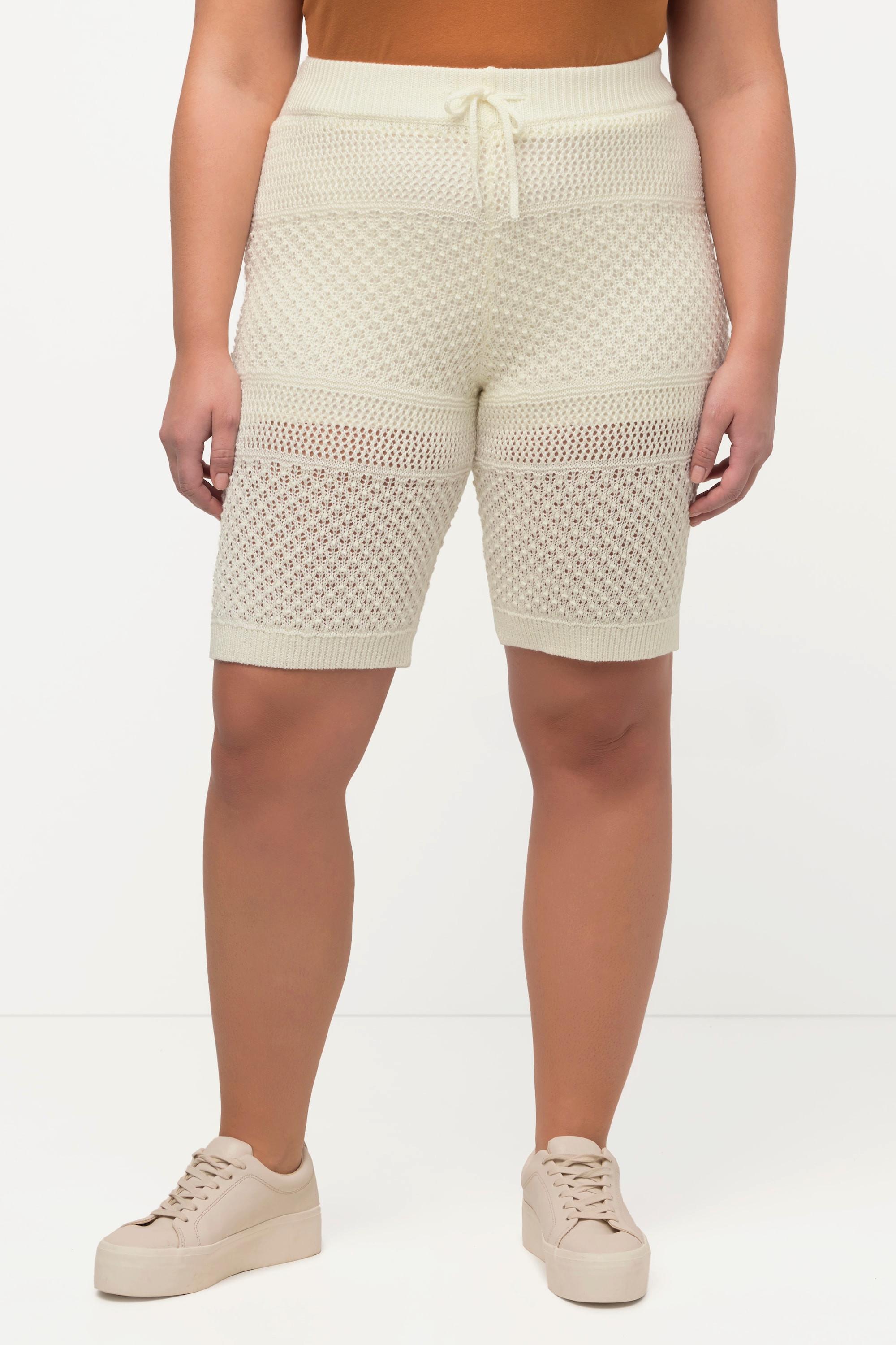 Ulla Popken Bermuda Uncinetto Vita Elastica Laccetto  