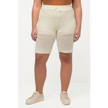 Bermuda all'uncinetto con fodera, cintura elastica e laccetto