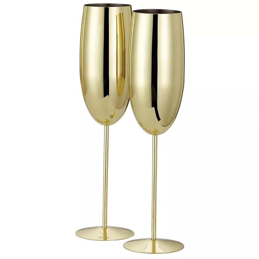 Oak & steel - Acier inoxydable Flûtes à champagne or Set de 2 pièces, One Size, Doré