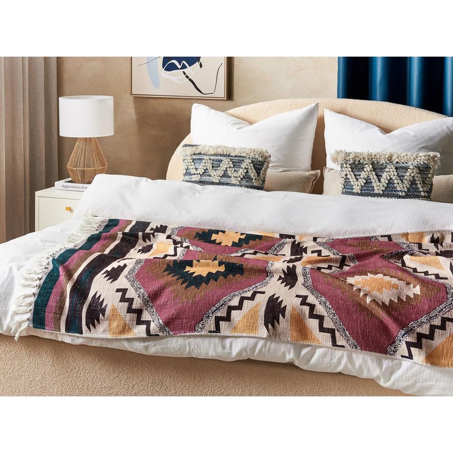 Beliani NAGAON Couverture en Coton Rustique  
