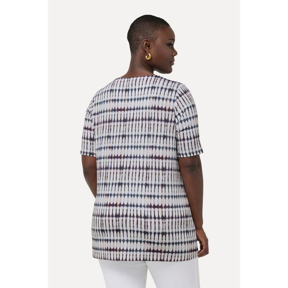 Ulla Popken Slinkyshirt Batik Design A-Linie Rundhals Halbarm  