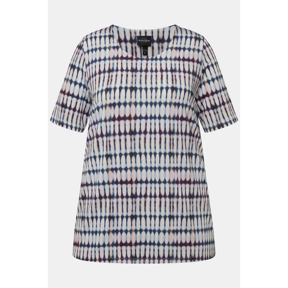 Ulla Popken Slinkyshirt Batik Design A-Linie Rundhals Halbarm  