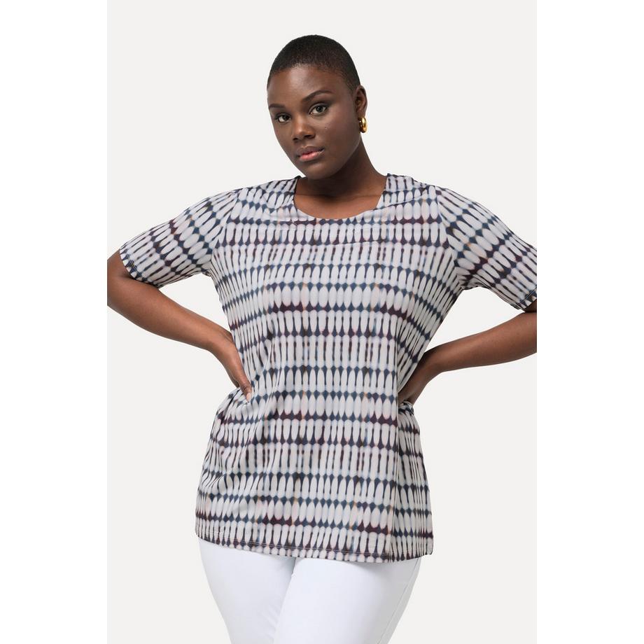 Ulla Popken Slinkyshirt Batik Design A-Linie Rundhals Halbarm  