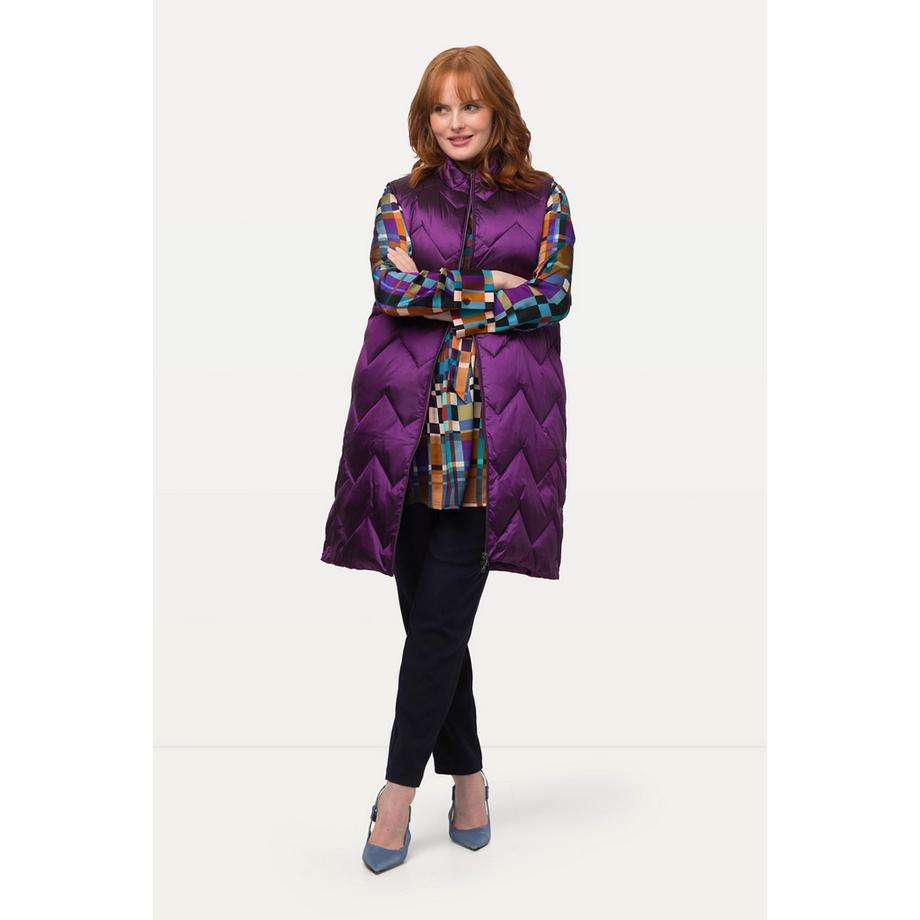 Ulla Popken Longue Weste Bicolore Col Montant Recyclée  