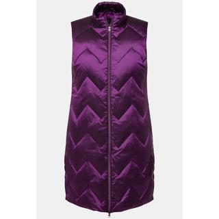 Ulla Popken  Gilet lungo in tessuto cangiante riciclato con colletto alto e zip a doppio cursore 