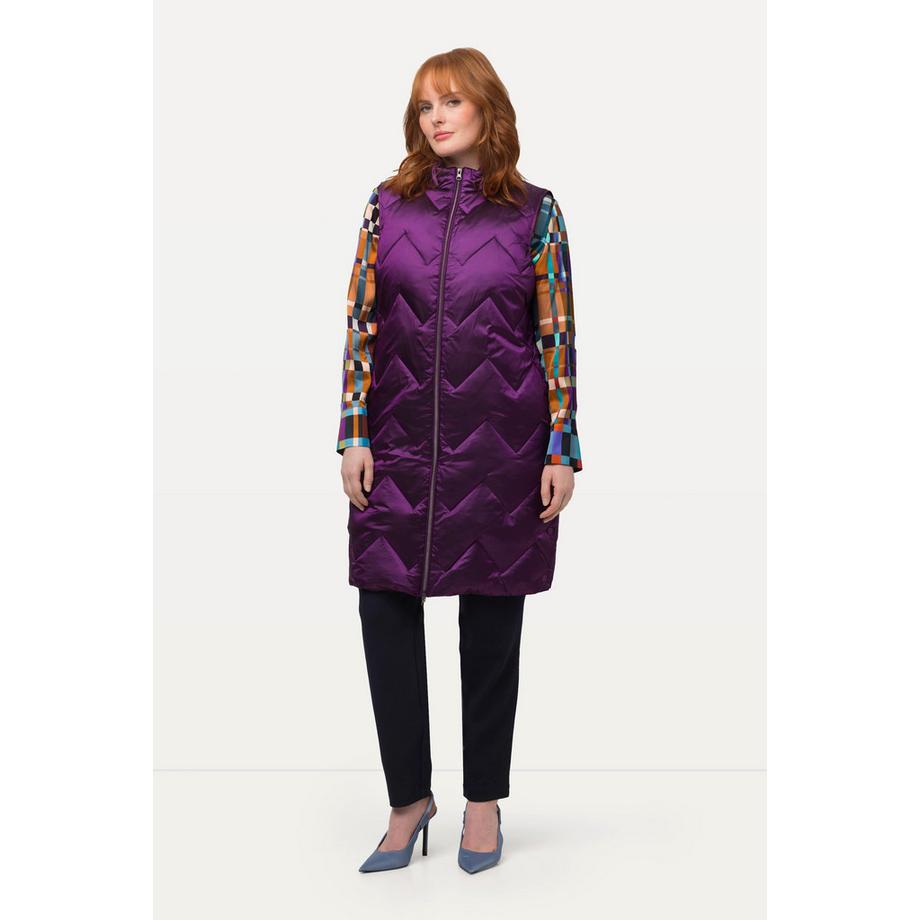 Ulla Popken Longue Weste Bicolore Col Montant Recyclée  