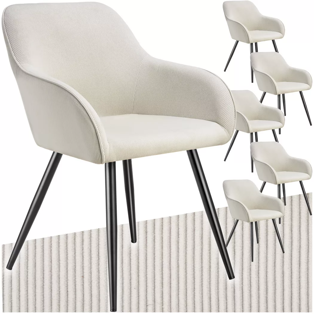 Tectake - Lot 6 chaises élégantes aspect corde forme ergonomique crème/noir