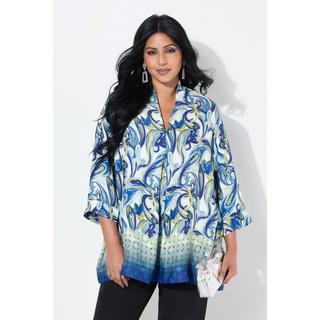 Ulla Popken Tunica Paisley Taglio Svasato Scollo Montante Maniche 3/4  