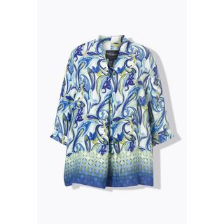 Ulla Popken Tunica Paisley Taglio Svasato Scollo Montante Maniche 3/4  