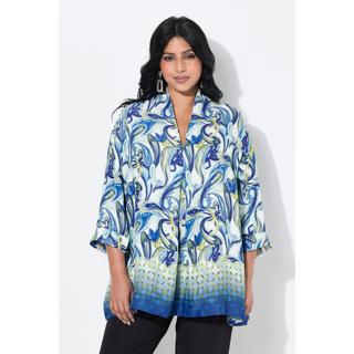 Ulla Popken Tunica Paisley Taglio Svasato Scollo Montante Maniche 3/4  